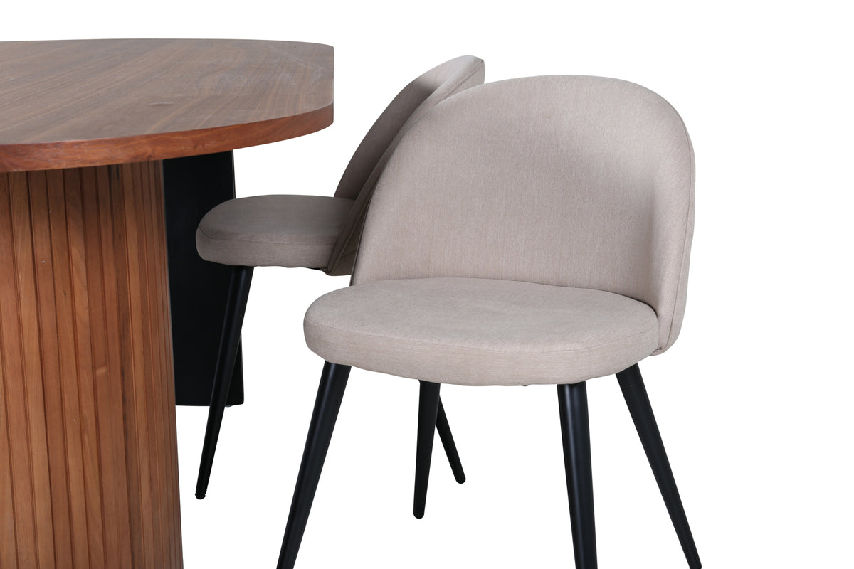 Venture Design Bianca & Velvet Matbord 90x200 + Matstolar Beige