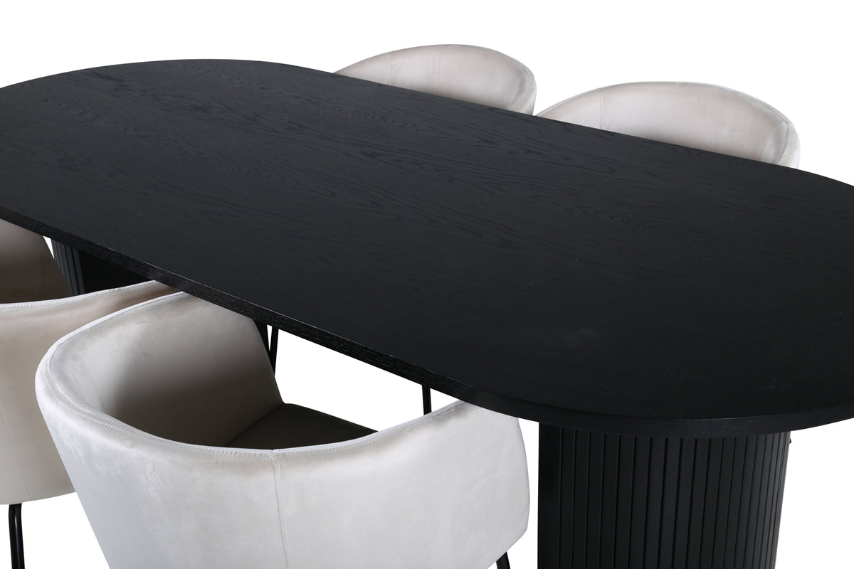Venture Design Berit & Bianca Matstolar Beige + Matbord 90x200