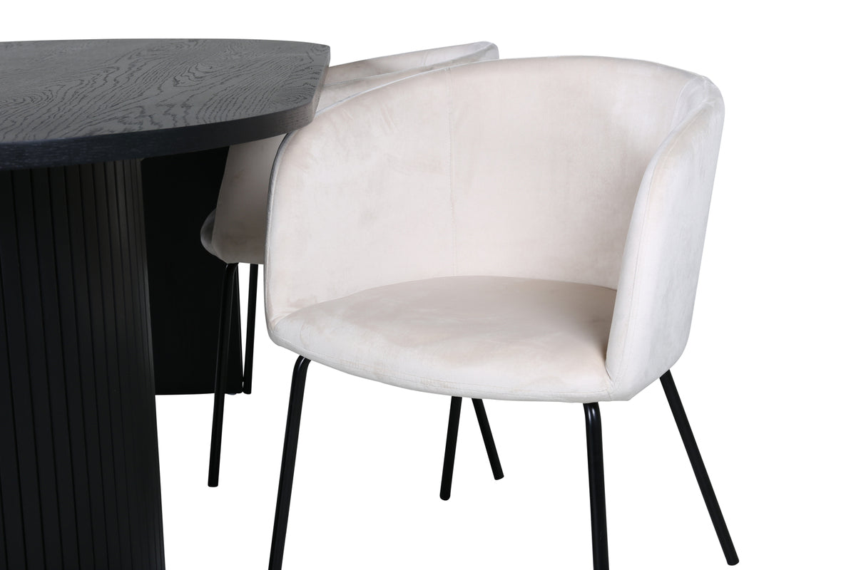 Venture Design Berit & Bianca Matstolar Beige + Matbord 90x200