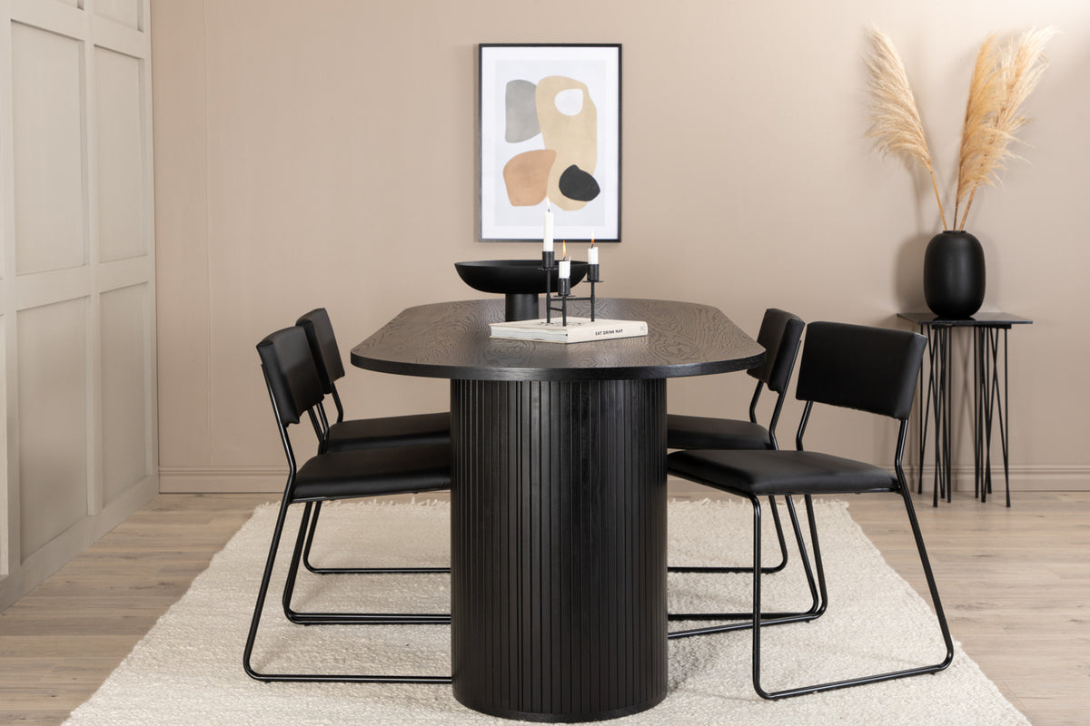 Venture Design Kenth & Bianca Matstolar Svart + Matbord 90x200
