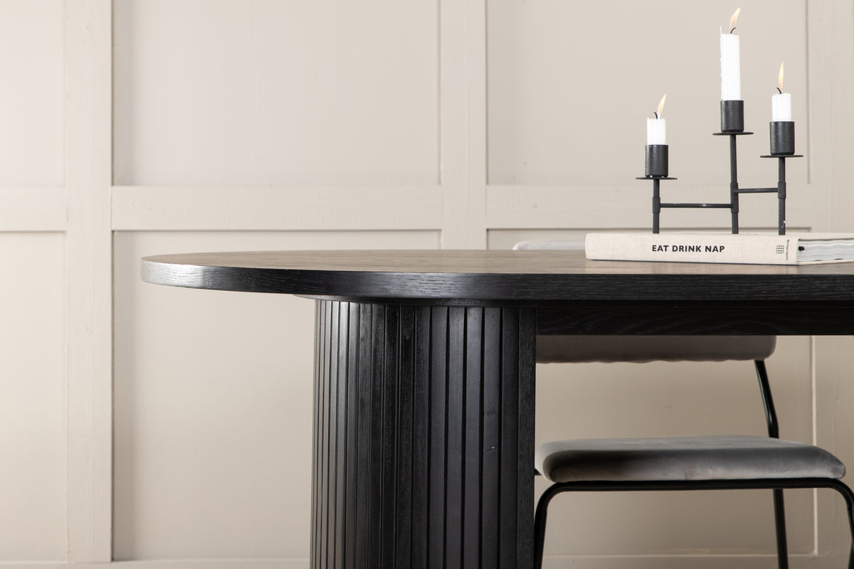 Venture Design Kenth & Bianca Matstolar 2-pack Grå + Ovala Matbord 200 x 90 Svart