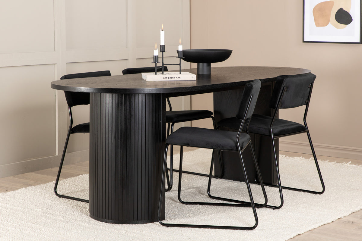 Venture Design Kenth & Bianca Matstolar Svart + Matbord 90x200