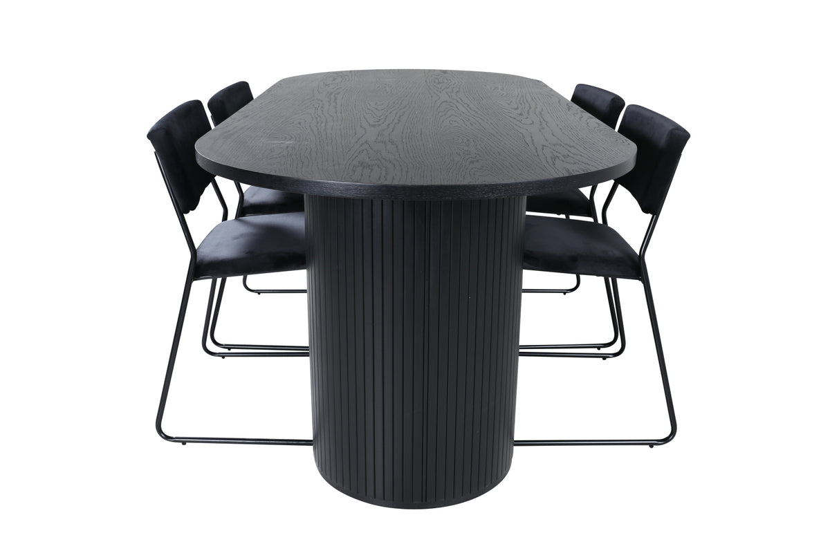 Venture Design Kenth & Bianca Matstolar Svart + Matbord 90x200