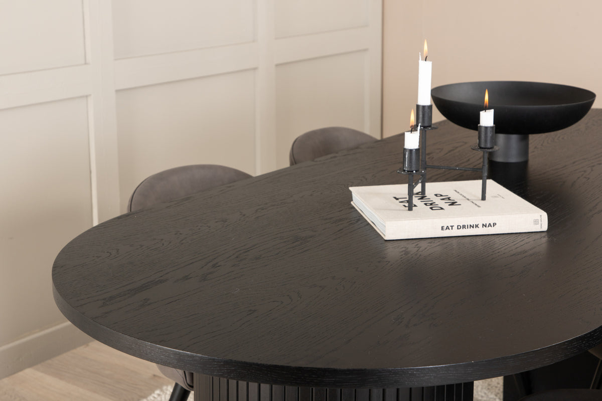 Venture Design Bianca & Velvet Matbord 90x200 + Matstolar Grå