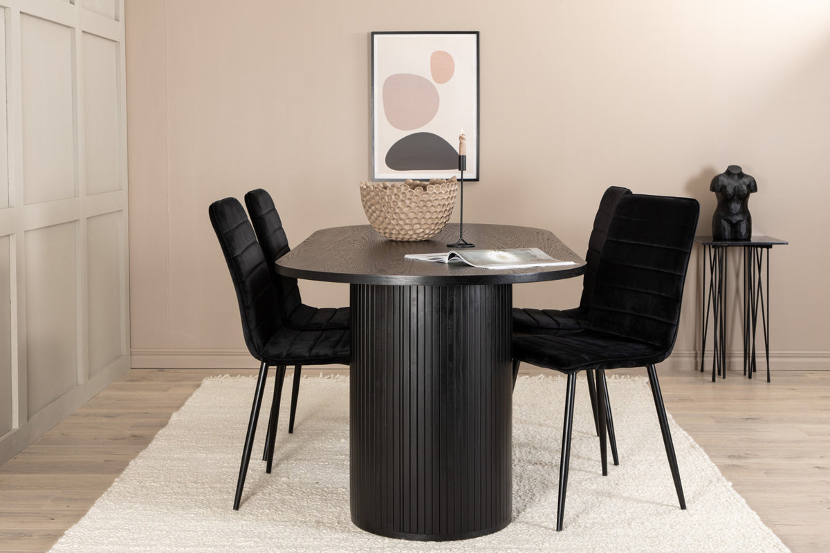 Venture Design Bianca & Windu Matbord 90x200 + Matstolar Svart