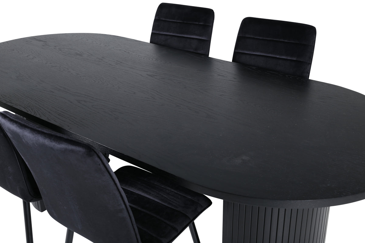 Venture Design Bianca & Windu Matbord 90x200 + Matstolar Svart