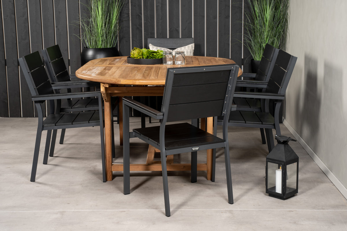 Venture Design Levels & Kenya Matstolar 2-pack Svart + Ovala Matbord