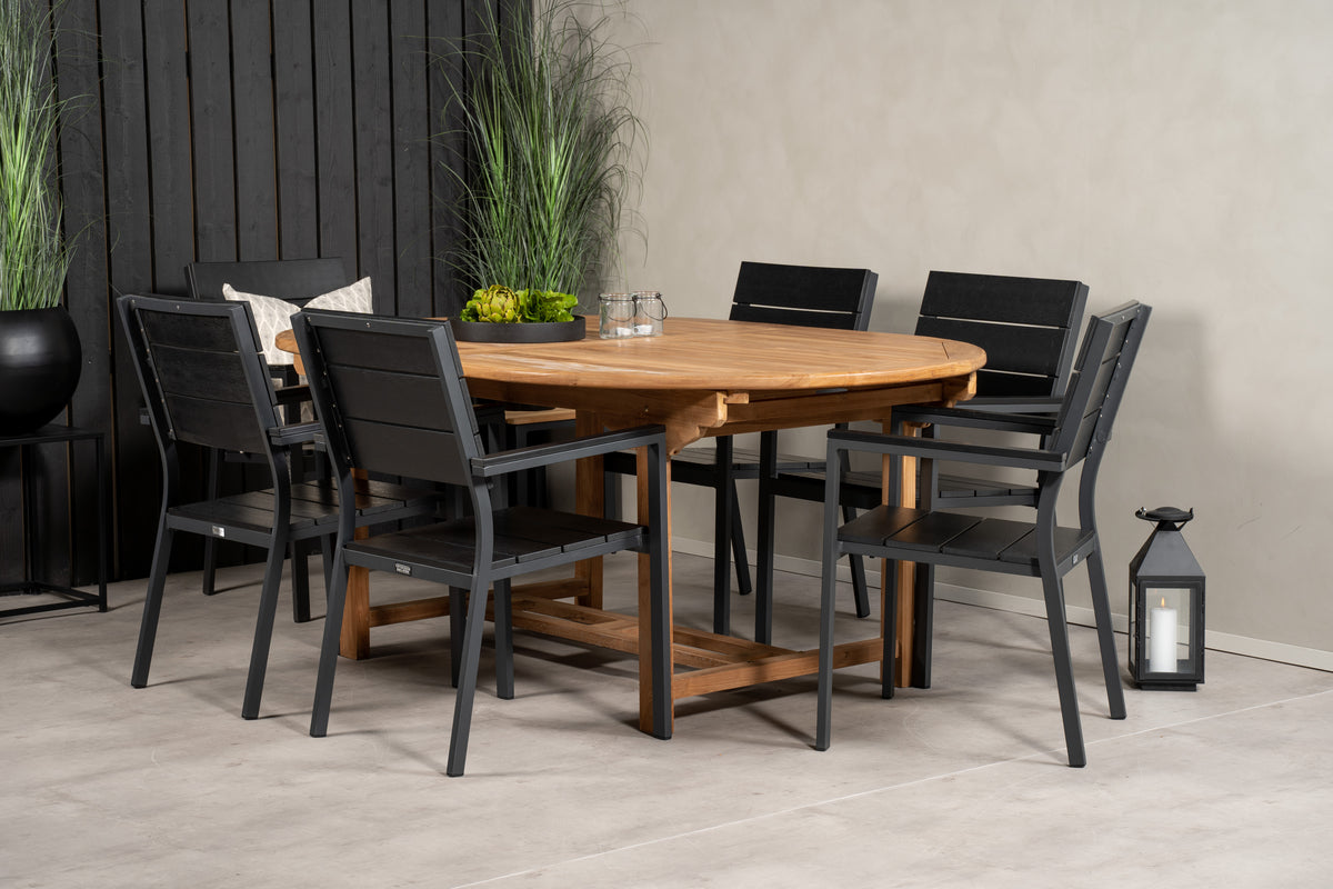 Venture Design Levels & Kenya Matstolar 2-pack Svart + Ovala Matbord
