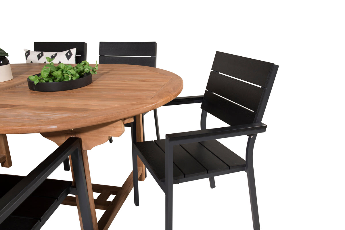 Venture Design Levels & Kenya Matstolar 2-pack Svart + Ovala Matbord