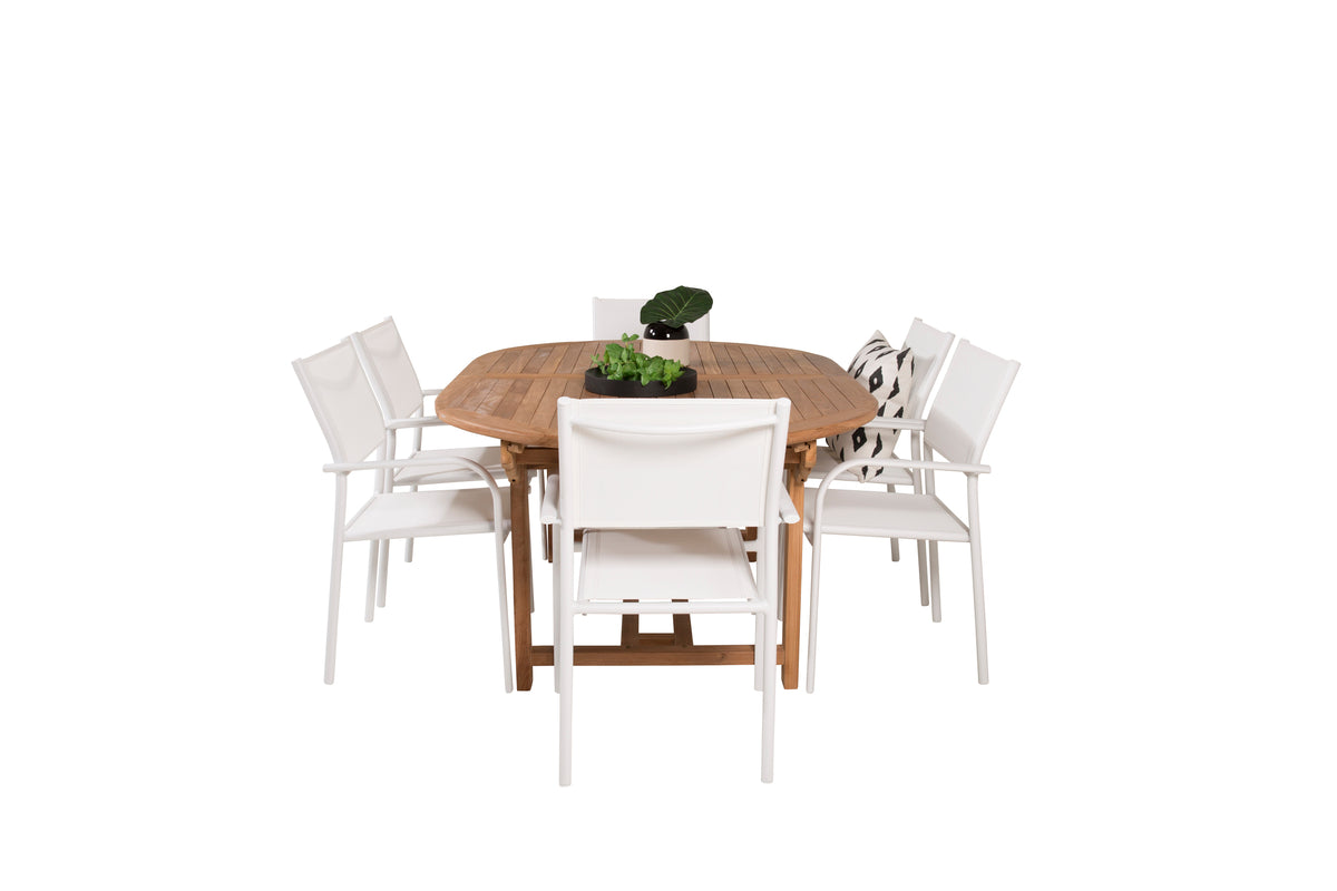 Venture Design Santorini & Kenya Matstolar 2-pack Vit + Ovala Matbord