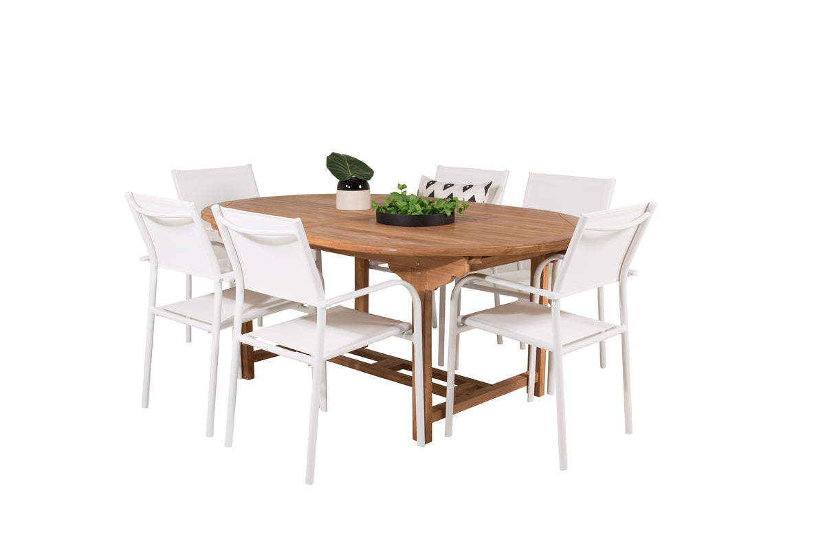 Venture Design Santorini & Kenya Matstolar 2-pack Vit + Ovala Matbord