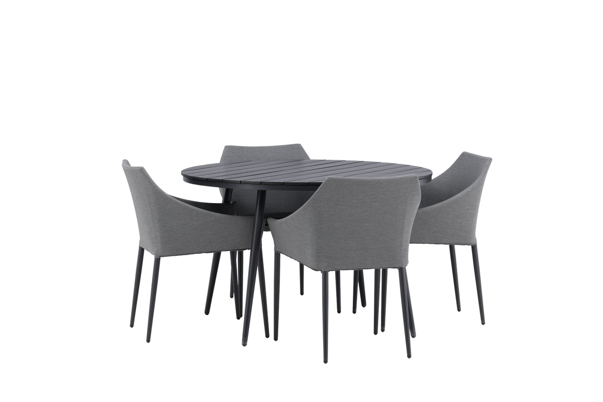 Venture Design Spoga & Break Matstolar Grå + Runda Matbord ø120 Svart