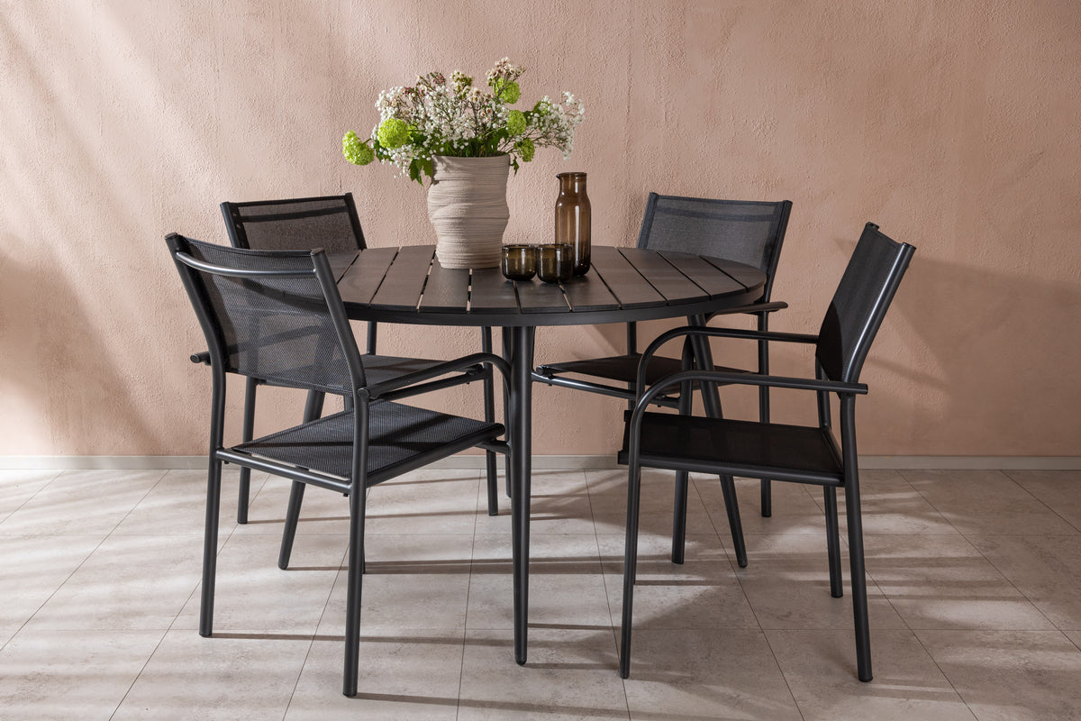 Venture Design Break & Santorini Runda Matbord ⌀120 Svart + Matstolar 2-pack Svart