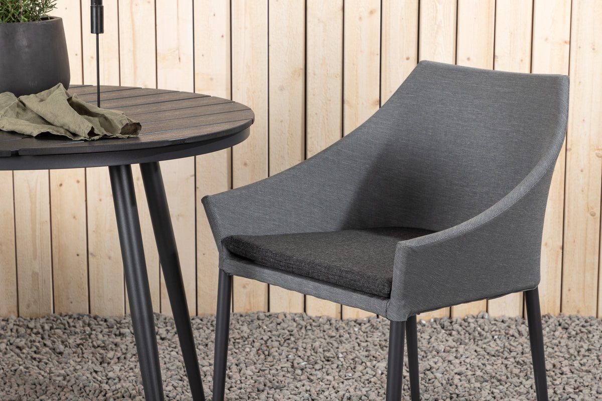 Venture Design Spoga & Break Matstolar Grå + Runda Matbord ø90 Svart
