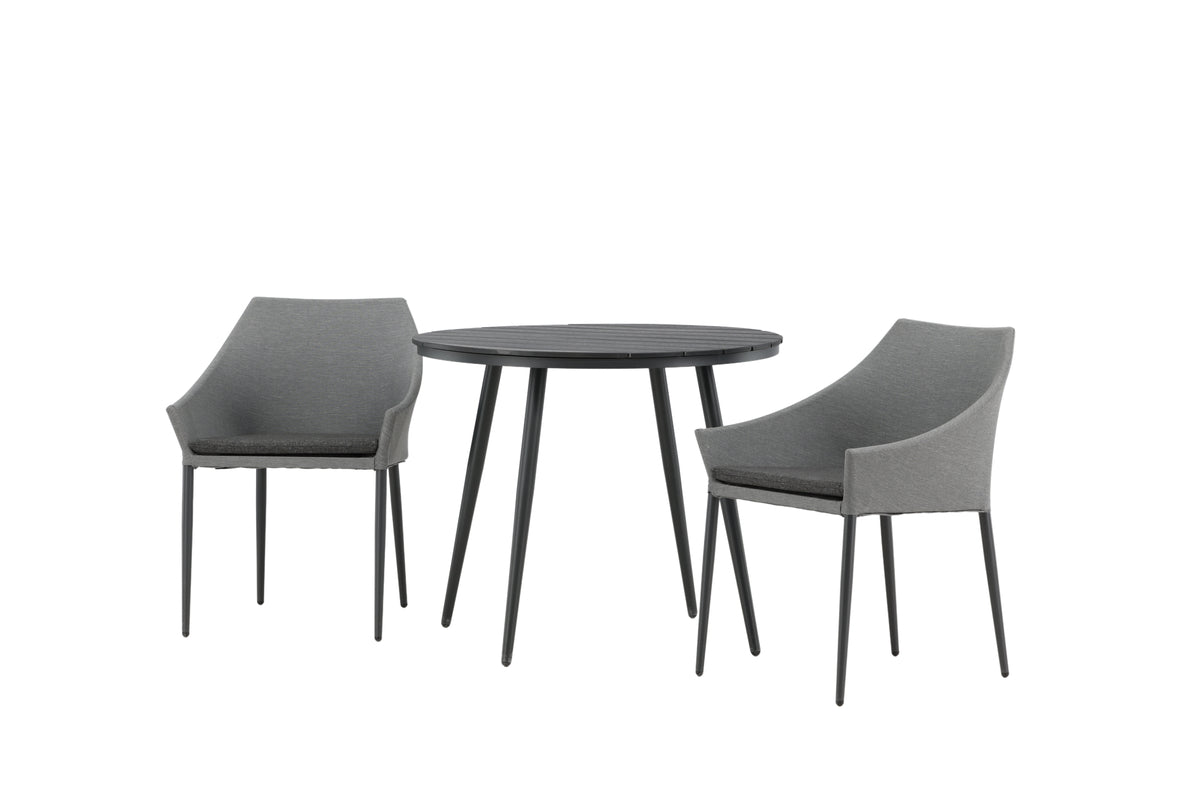Venture Design Spoga & Break Matstolar Grå + Runda Matbord ø90 Svart