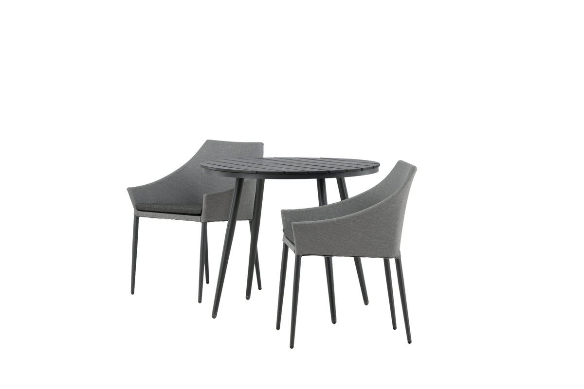 Venture Design Spoga & Break Matstolar Grå + Runda Matbord ø90 Svart