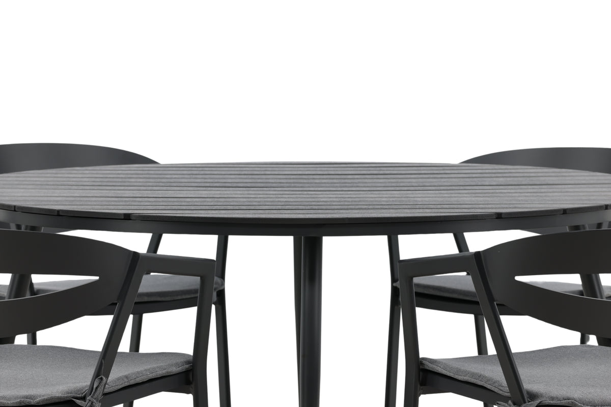Venture Design Break & Slit Matbord ⌀150 + Matstolar Svart