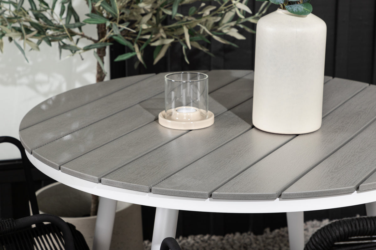 Venture Design Break & Lindos Runda Matbord ⌀90 Grå + Matstolar 2-pack Svart