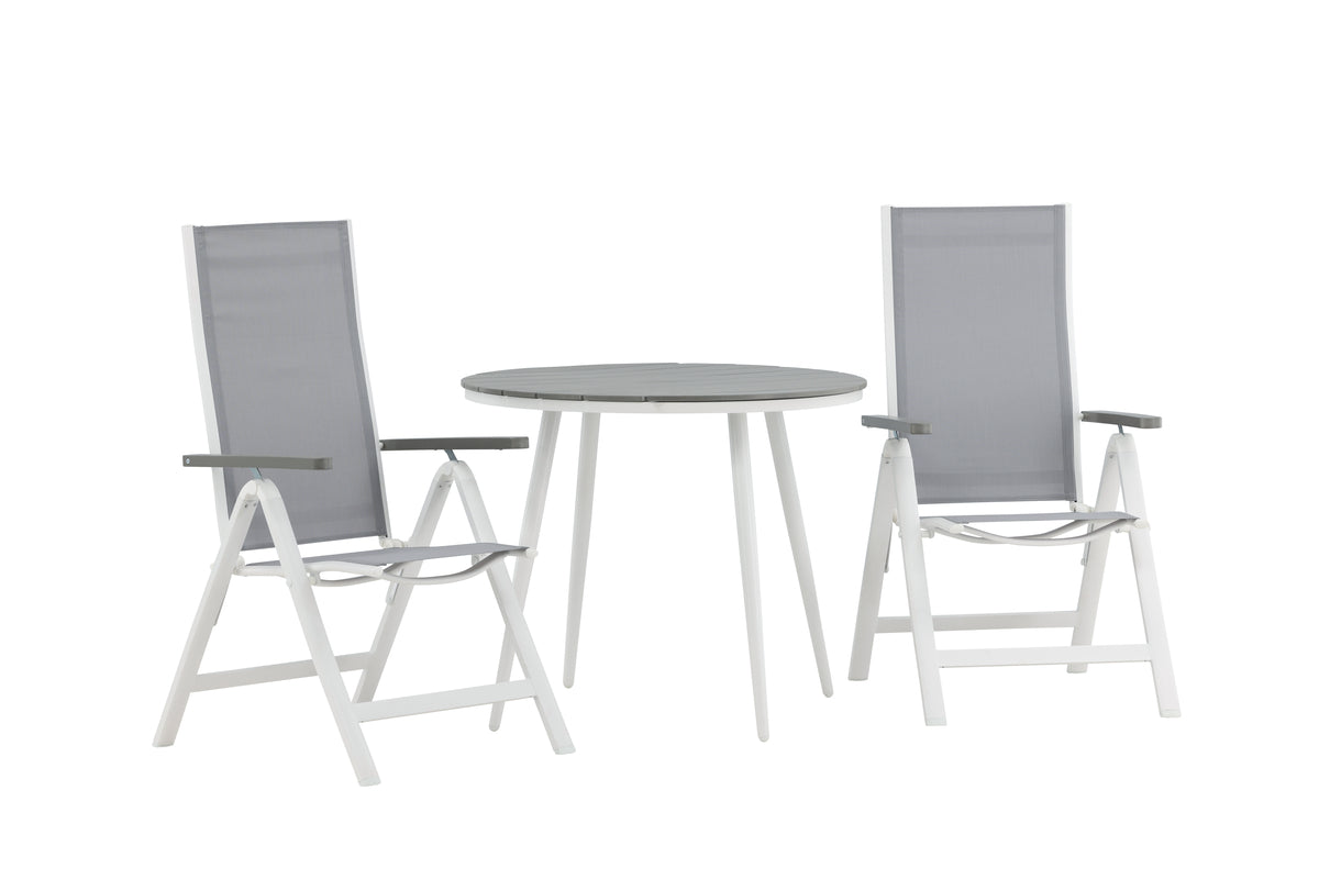 Venture Design Albany & Break Positionsstolar 2-pack Grå + Runda Matbord ⌀90 Grå
