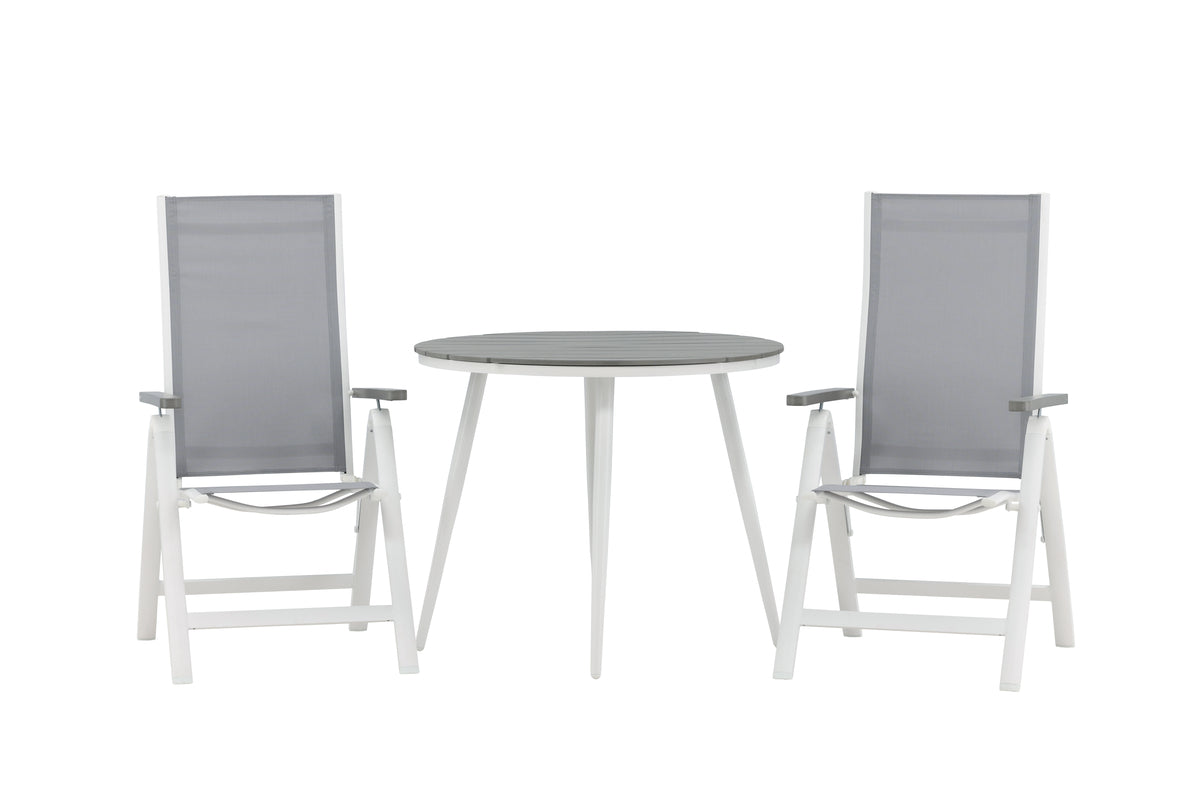 Venture Design Albany & Break Positionsstolar 2-pack Grå + Runda Matbord ⌀90 Grå