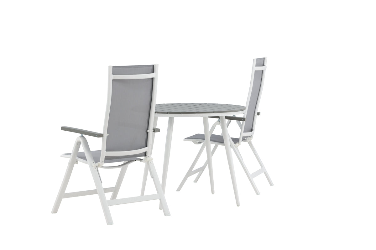 Venture Design Albany & Break Positionsstolar 2-pack Grå + Runda Matbord ⌀90 Grå