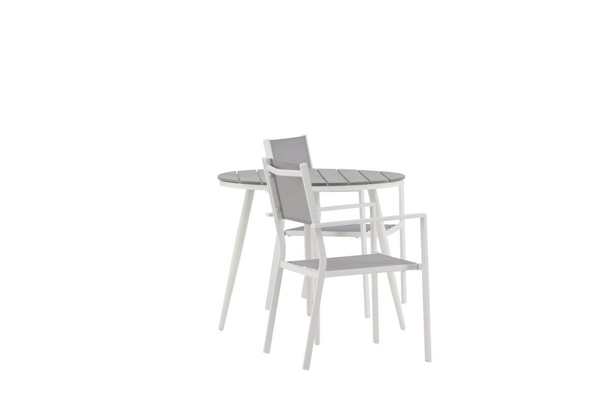 Venture Design Break & Copacabana Runda Matbord ⌀90 Grå + Matstolar 2-pack Grå