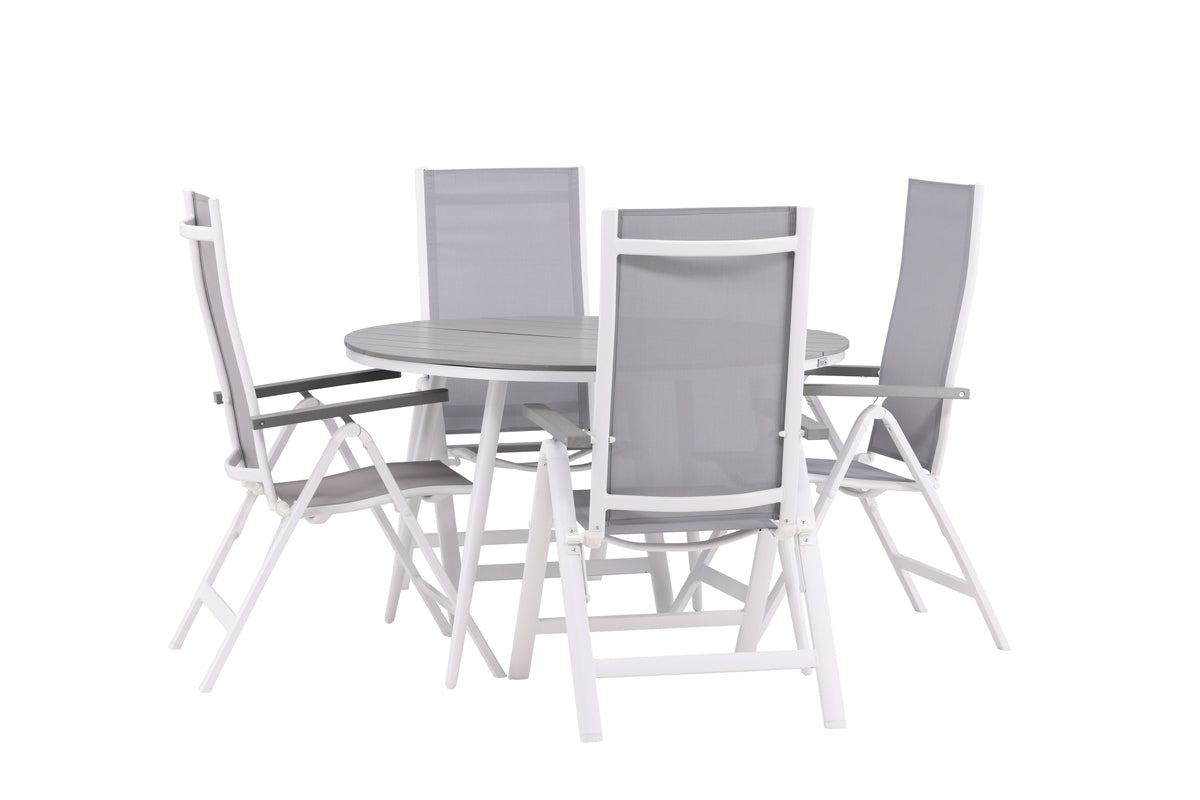 Venture Design Albany & Break Positionsstolar 2-pack Grå + Runda Matbord ⌀120 Grå