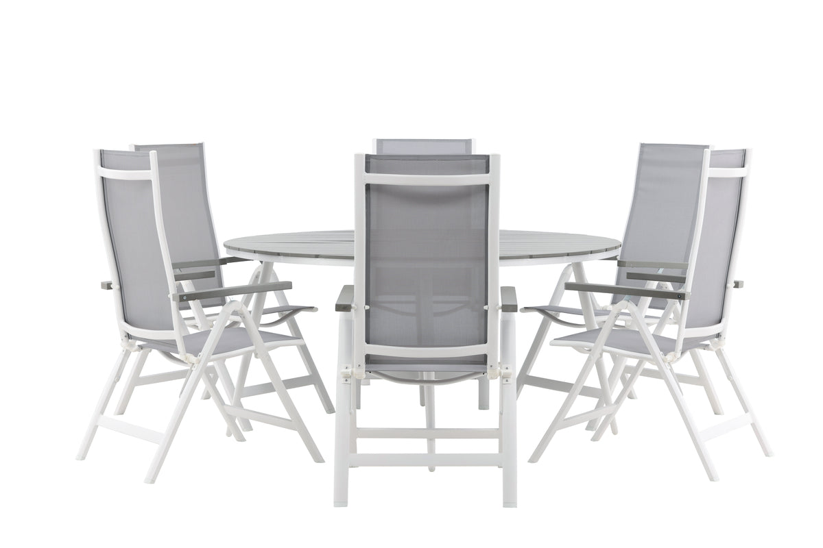 Venture Design Albany & Break Positionsstolar Grå + Runda Matbord ø150 Grå