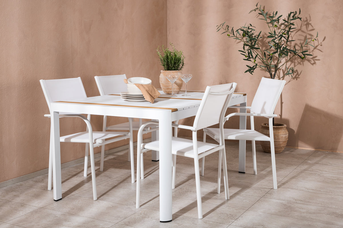 Venture Design Togo & Santorini Rektangulära Matbord 150 x 90 Vit + Matstolar 2-pack Vit