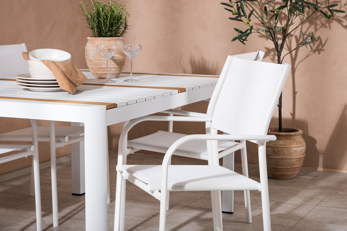 Venture Design Togo & Santorini Rektangulära Matbord 150 x 90 Vit + Matstolar 2-pack Vit