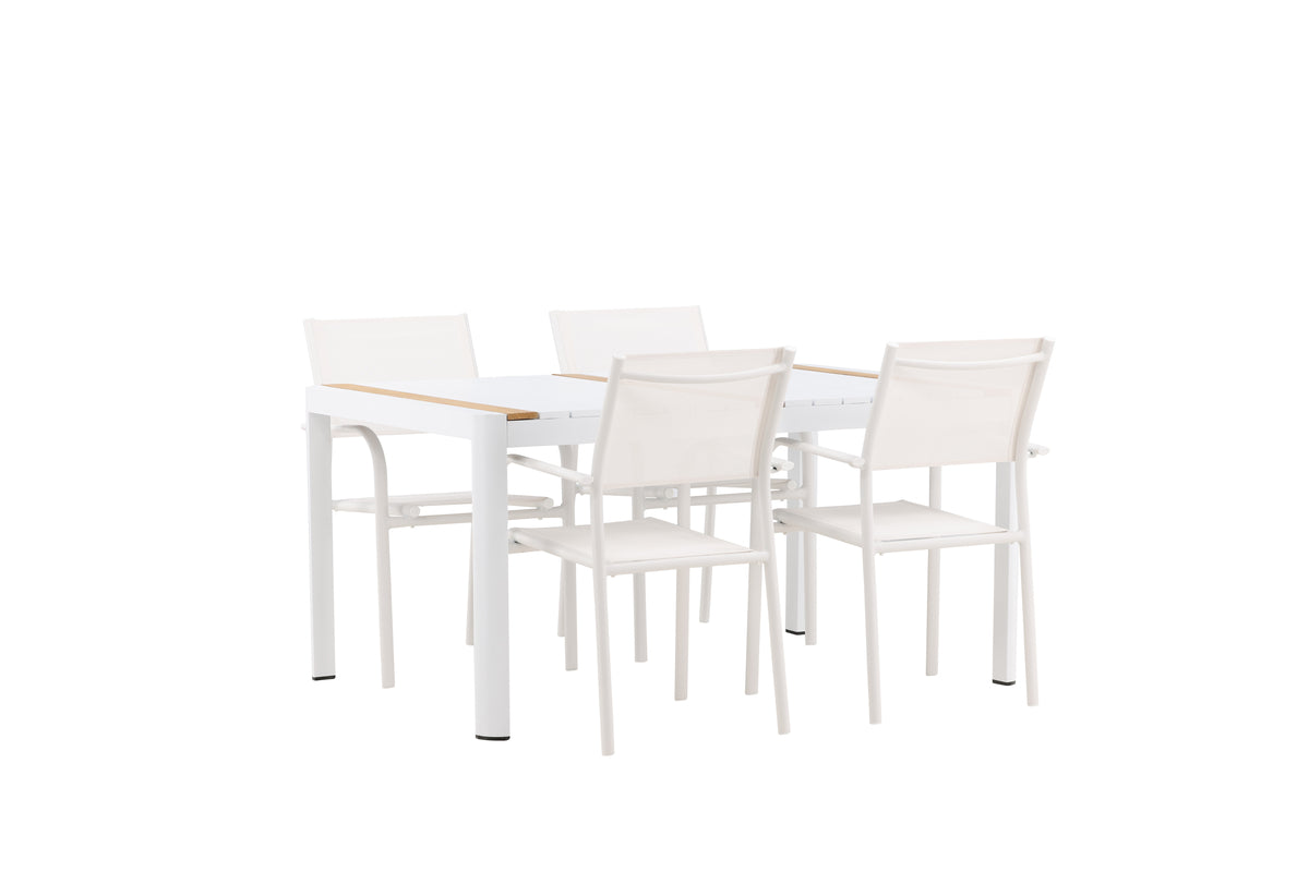 Venture Design Togo & Santorini Rektangulära Matbord 150 x 90 Vit + Matstolar 2-pack Vit