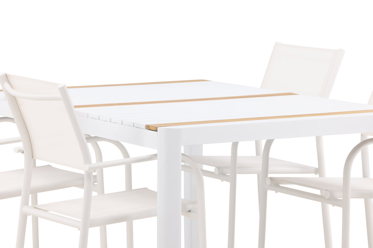 Venture Design Togo & Santorini Rektangulära Matbord 150 x 90 Vit + Matstolar 2-pack Vit
