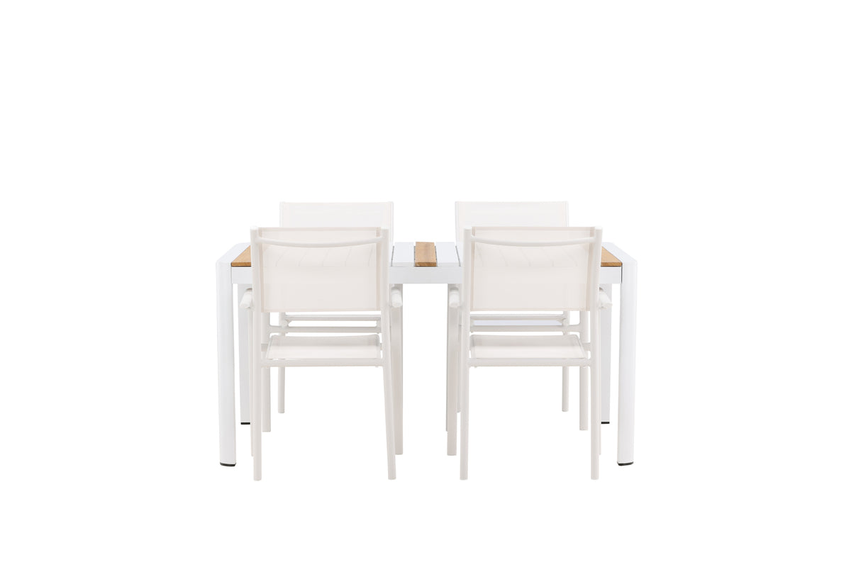Venture Design Togo & Santorini Rektangulära Matbord 150 x 90 Vit + Matstolar 2-pack Vit