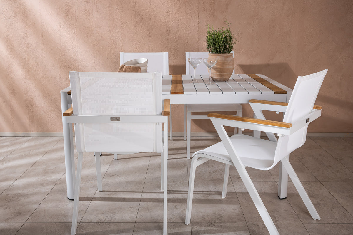 Venture Design Togo & Mexico Rektangulära Matbord 150 x 90 Vit + Matstolar 6-pack Vit