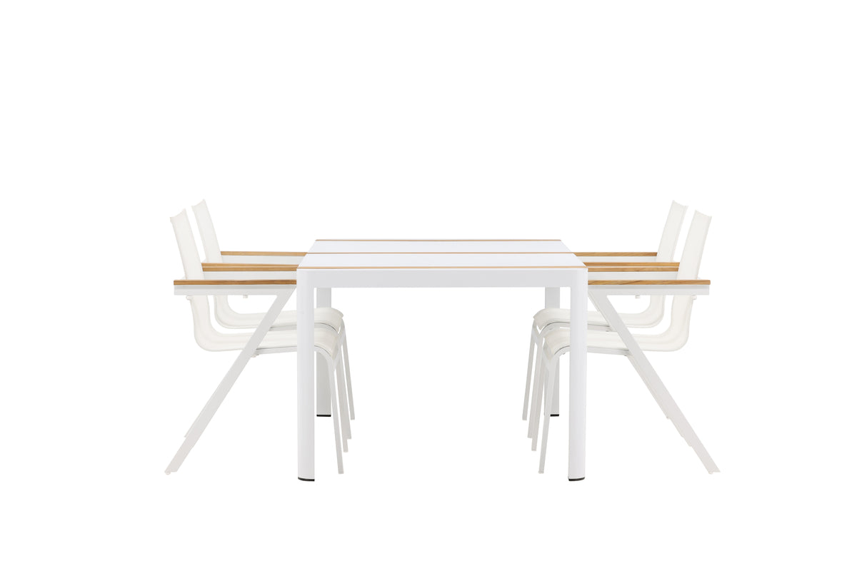 Venture Design Togo & Mexico Rektangulära Matbord 150 x 90 Vit + Matstolar 6-pack Vit