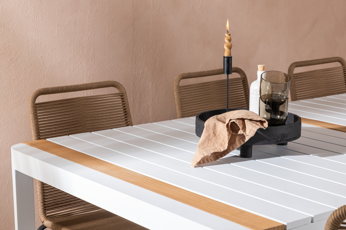 Venture Design Togo & Lindos Rektangulära Matbord 200 x 100 Vit + Matstolar 2-pack Brun