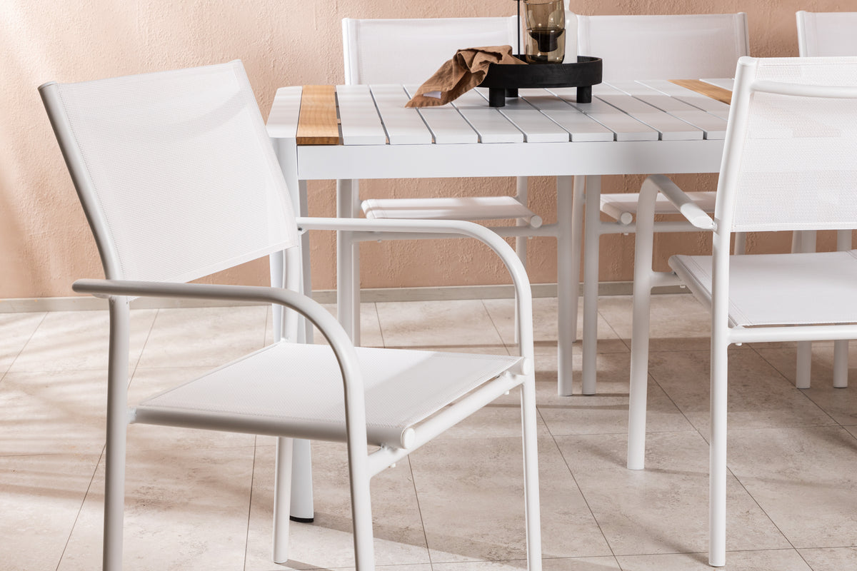 Venture Design Togo & Santorini Rektangulära Matbord 200 x 100 Vit + Matstolar 2-pack Vit