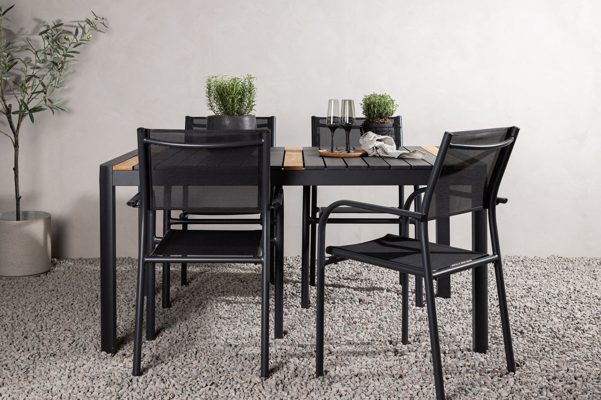 Venture Design Togo & Santorini Rektangulära Matbord 150 x 90 Svart + Matstolar 2-pack Svart