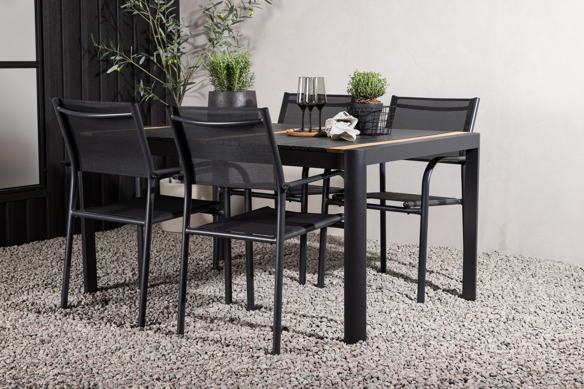 Venture Design Togo & Santorini Rektangulära Matbord 150 x 90 Svart + Matstolar 2-pack Svart