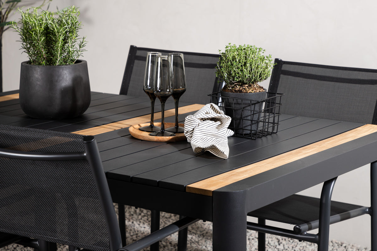 Venture Design Togo & Santorini Rektangulära Matbord 150 x 90 Svart + Matstolar 2-pack Svart