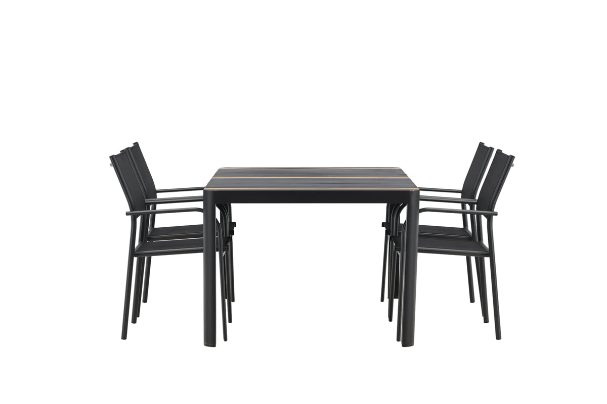 Venture Design Togo & Santorini Rektangulära Matbord 150 x 90 Svart + Matstolar 2-pack Svart