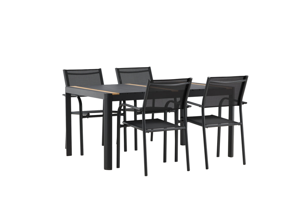 Venture Design Togo & Santorini Rektangulära Matbord 150 x 90 Svart + Matstolar 2-pack Svart
