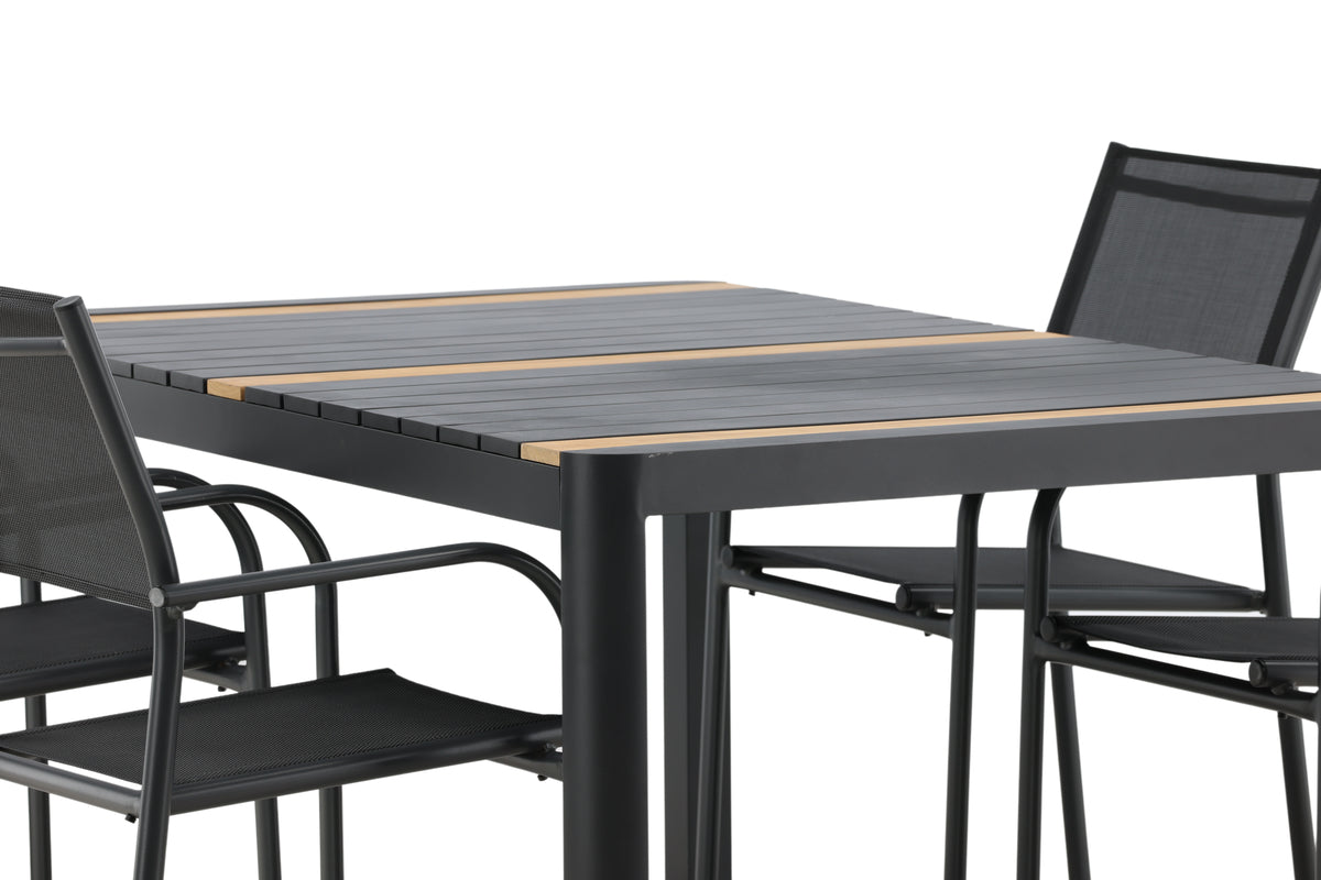 Venture Design Togo & Santorini Rektangulära Matbord 150 x 90 Svart + Matstolar 2-pack Svart