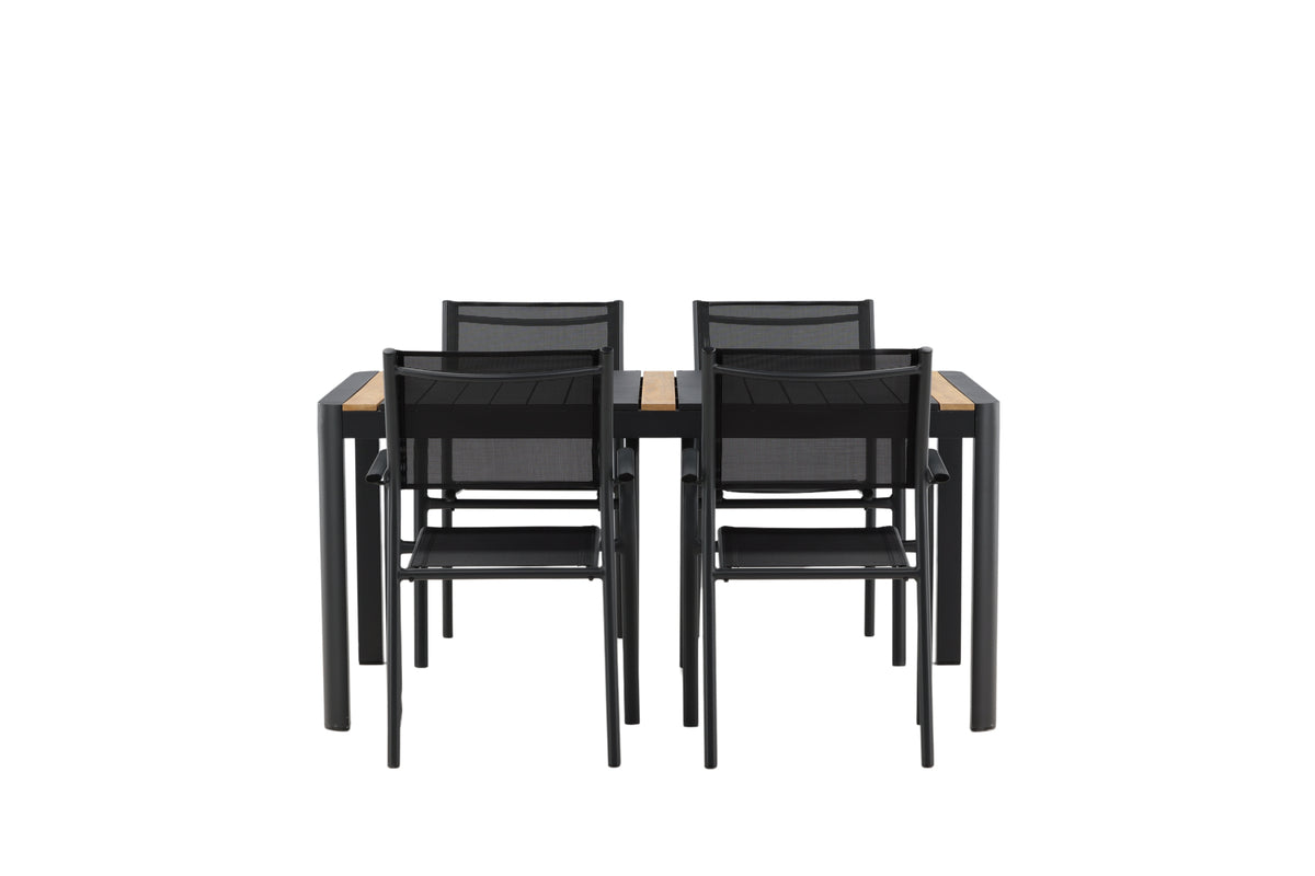 Venture Design Togo & Santorini Rektangulära Matbord 150 x 90 Svart + Matstolar 2-pack Svart