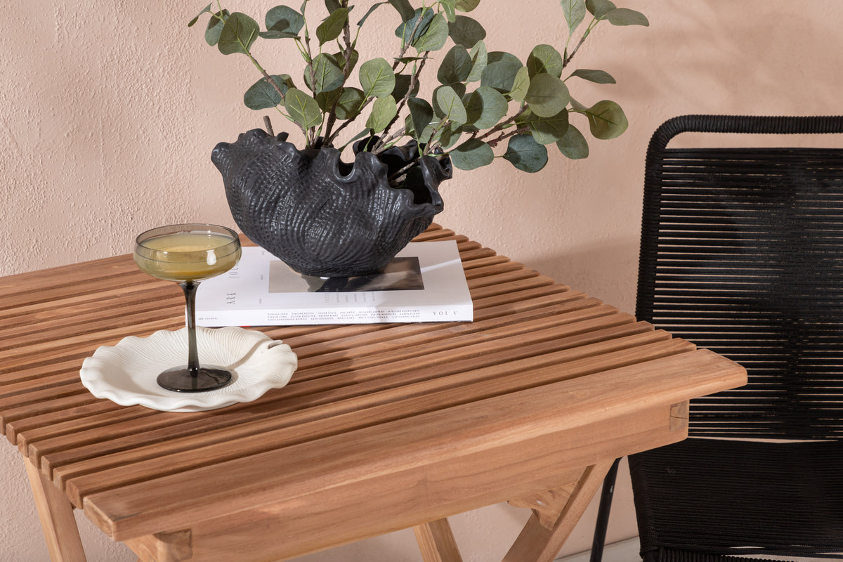Venture Design Ghana & Lindos Cafebord 70 x 70 Natur + Matstolar 2-pack Svart