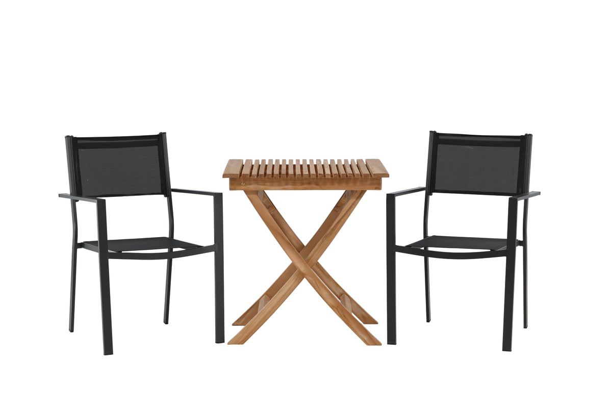 Venture Design Ghana & Copacabana Cafebord 70 x 70 Natur + Matstolar 2-pack Svart