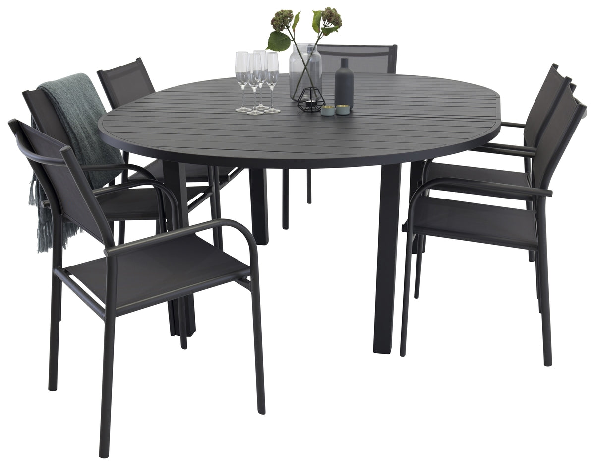 Venture Design Venture Home Santorini & Marbella Matstolar Svart + Matbord ⌀140