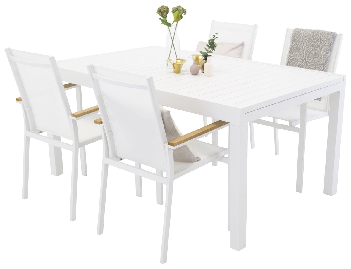 Venture Design Texas & Marbella Matstolar Vit + Matbord 160x100x75