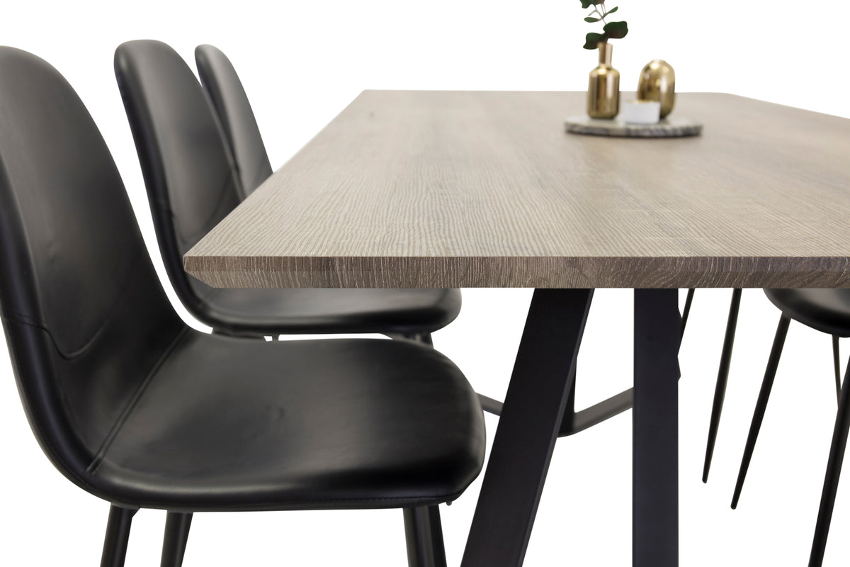 Venture Design Polar & Marina Matstolar Svart + Matbord 90x180