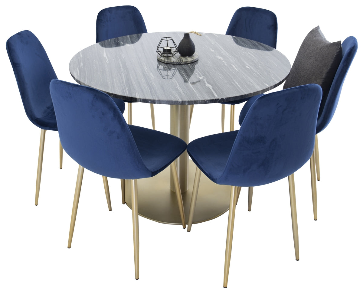 Venture Design Estelle & Polar Matbord ⌀106 + Matstolar Blå